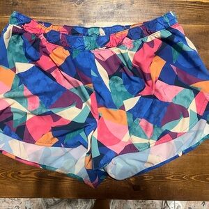 Old Navy Blue and Pink Athletic Shorts with Geometric Pattern